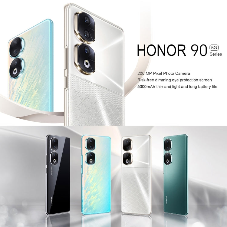 Camera ba phía sau + camera kép phía trước, nhận dạng vân tay trên màn hình, màn hình 6.78 inch Magic UI 7.1 Android 13 Qualcomm Snapdragon 8+ Gen 1 Octa Core lên đến 3.0GHz, Mạng: 5G, OTG, NFC, Không hỗ trợ Google Play, Honor 90 Pro 5G 12GB+256GB