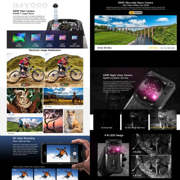 Ulefone Armor 28 Ultra Điện thoại bền, 16GB+1TB, Tầm nhìn ban đêm, 10600mAh, 6.67 inch Android 14 MediaTek Dimensity 9300+ Octa Core, Mạng: 5G, NFC, Armor 28 Ultra