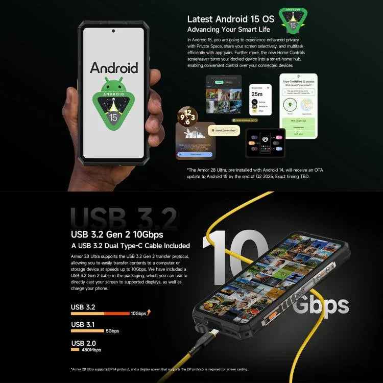 Ulefone Armor 28 Phiên bản UltraThermal Điện thoại bền, 16GB+1TB, Tầm nhìn ban đêm, 10600mAh, 6.67 inch Android 14 MediaTek Dimensity 9300+ Octa Core, Mạng: 5G, NFC, Armor 28 Ultra Phiên bản Thermal