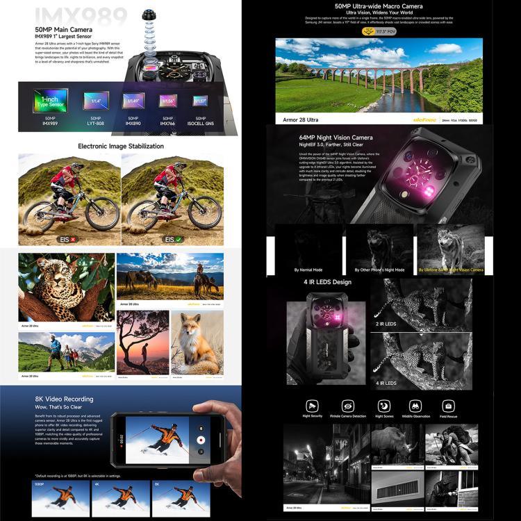 Ulefone Armor 28 Phiên bản UltraThermal Điện thoại bền, 16GB+1TB, Tầm nhìn ban đêm, 10600mAh, 6.67 inch Android 14 MediaTek Dimensity 9300+ Octa Core, Mạng: 5G, NFC, Armor 28 Ultra Phiên bản Thermal