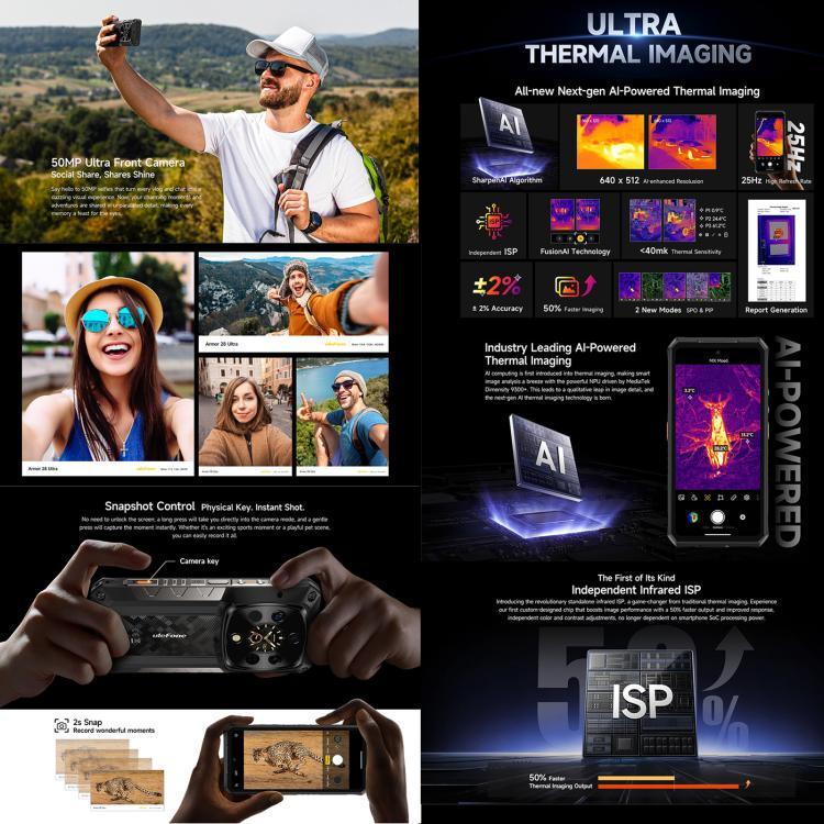 Ulefone Armor 28 Phiên bản UltraThermal Điện thoại bền, 16GB+1TB, Tầm nhìn ban đêm, 10600mAh, 6.67 inch Android 14 MediaTek Dimensity 9300+ Octa Core, Mạng: 5G, NFC, Armor 28 Ultra Phiên bản Thermal