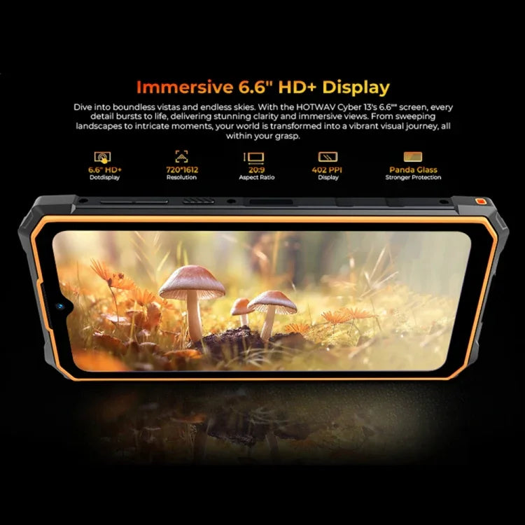 HOTWAV CYBER 13, điện thoại bền IP68/IP69K, 8GB+128GB, pin 10800mAh, màn hình 6.6 inch Android 14.0 Unisoc T606 Octa Core, Mạng: 4G, NFC, OTG