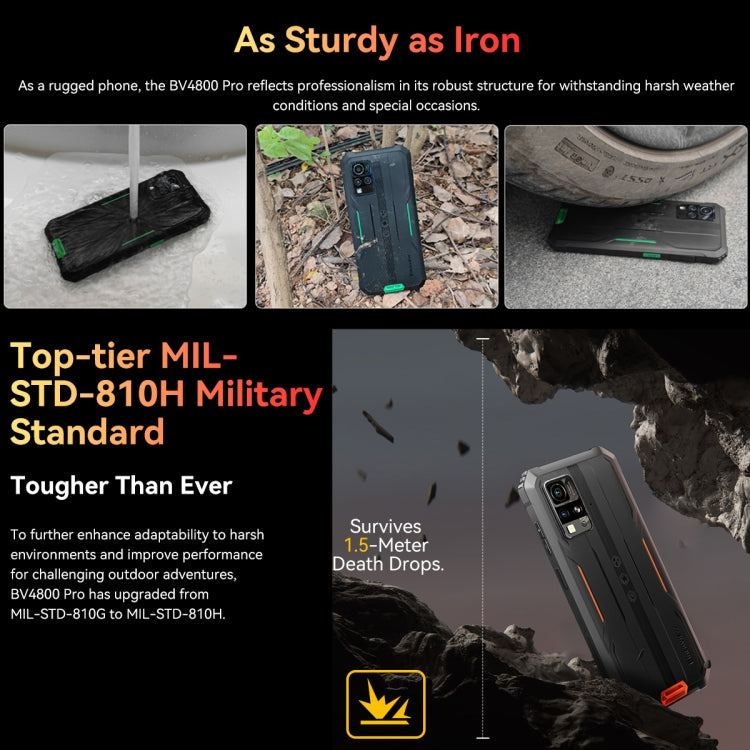 Blackview BV4800 Pro, 4GB+128GB, IP68/IP69K/MIL-STD-810H, màn hình 6.56 inch Android 14 Unisoc T606 Octa Core, Mạng: 4G, OTG