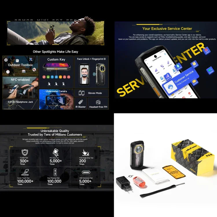 Ulefone Armor Mini 20T Pro, chụp ảnh nhiệt, 8GB+256GB, điện thoại bền IP68/IP69K, màn hình 4.7 inch Android 14 MediaTek Dimensity 6300 5G Octa Core, Mạng: 5G, NFC, OTG, Armor Mini 20T Pro