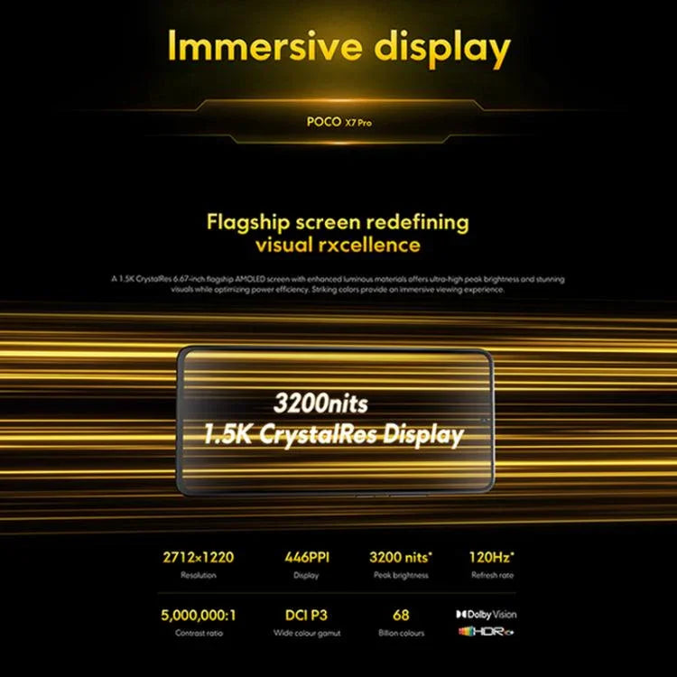 Xiaomi POCO X7 Pro 5G Toàn cầu, 12GB+256GB, Cảm biến vân tay trong màn hình, 6.67 inch Xiaomi HyperOS 2 MediaTek Dimensity 8400-Ultra Octa Core, NFC, Mạng: 5G, 12GB+256GB