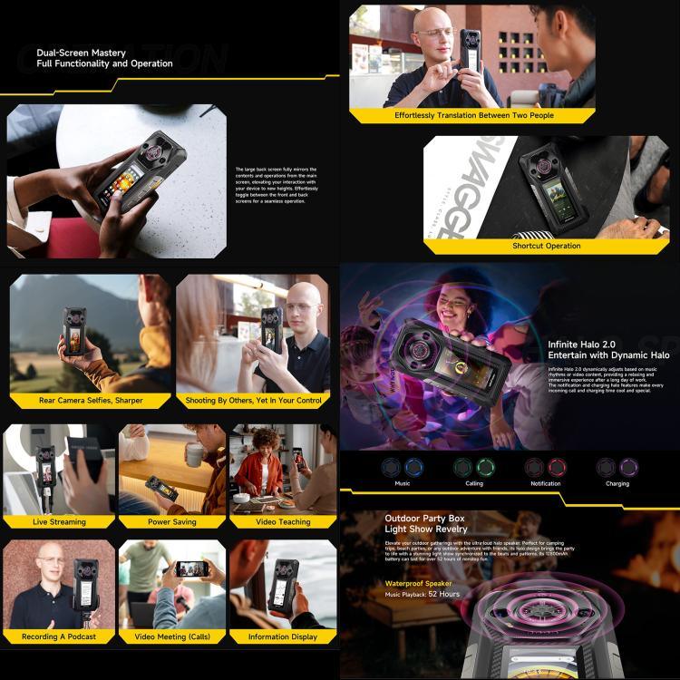 Ulefone Armor 30 Pro Điện thoại bền, 16GB+512GB, Tầm nhìn ban đêm, Màn hình kép 6.95 inch + 3.4 inch Android 14 MediaTek Dimensity 7300X Octa Core, Mạng: 5G, OTG, NFC, Armor 30 Pro