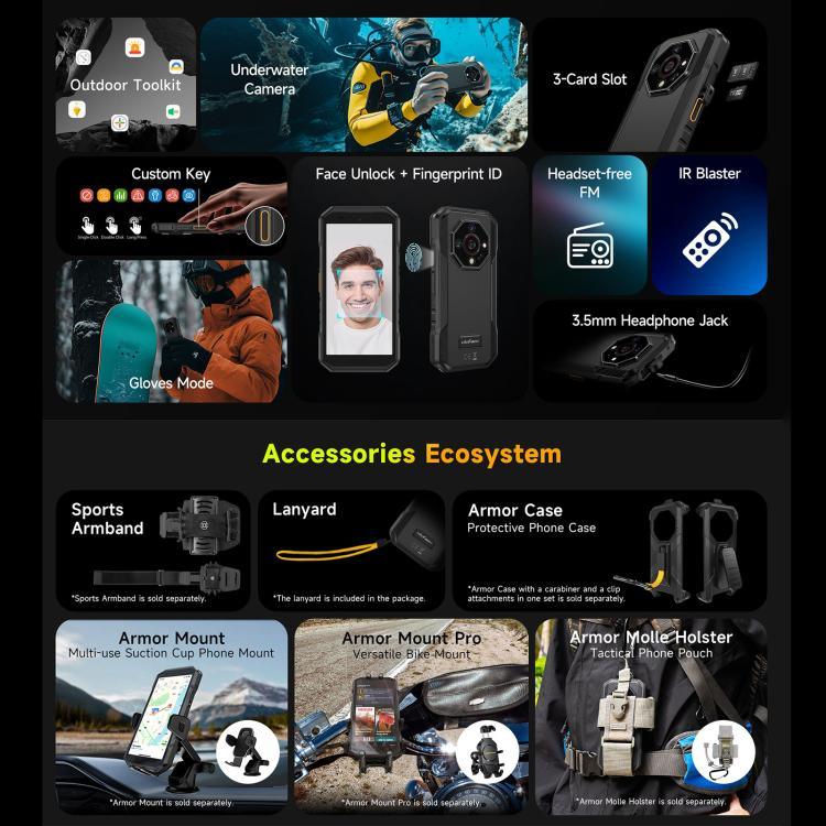 Ulefone Armor X32 Pro 5G, 8GB+256GB, Tầm nhìn ban đêm, Điện thoại bền IP68/IP69K, 5.65 inch Android 14 MediaTek Dimensity 6300 Octa Core, Mạng: 5G, NFC, OTG, Armor X32 Pro 5G