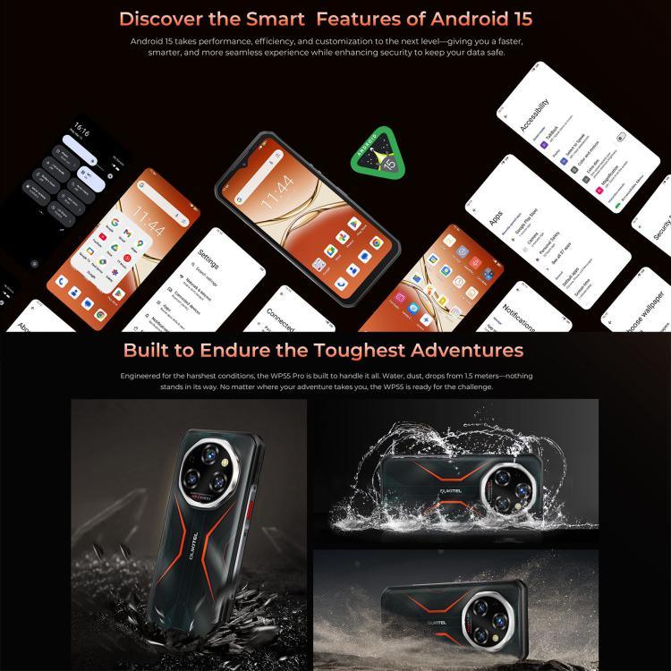 Điện thoại bền bỉ Oukitel WP55 Pro 5G, 16GB+512GB, Camera 108MP, Cảm biến vân tay, Màn hình 6.6 inch Android 15 MediaTek Dimensity 7025 Octa Core, NFC, OTG, Mạng: 5G, WP55 Pro