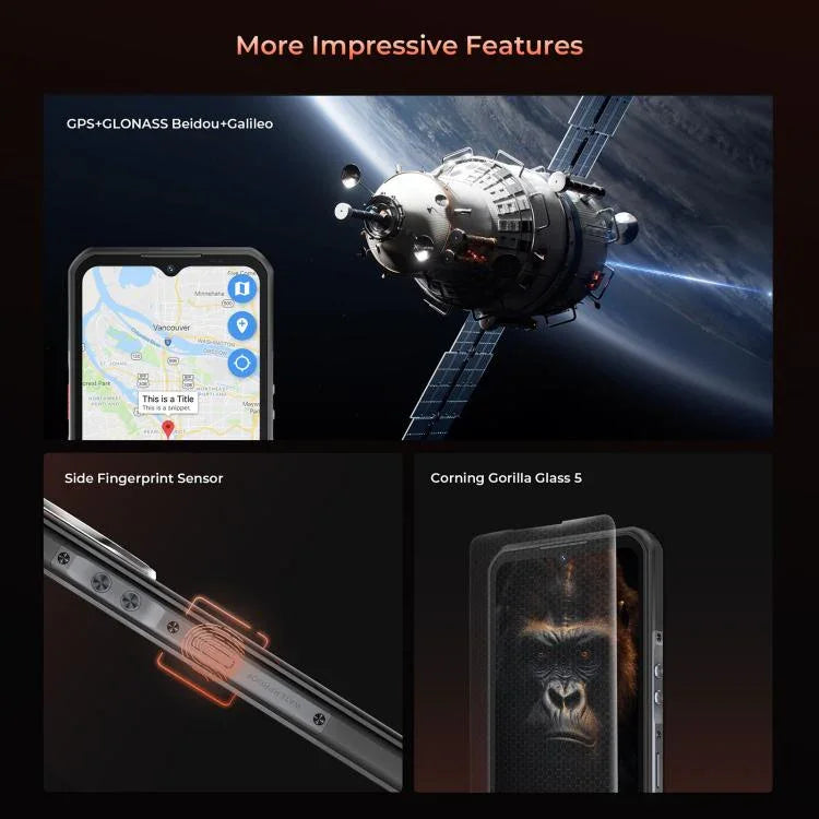 Điện thoại bền bỉ Oukitel WP55 5G, 12GB+256GB, Camera 108MP, Cảm biến vân tay, Màn hình 6.6 inch MediaTek Dimensity 7025 Octa Core, NFC, OTG, Mạng: 5G, WP55