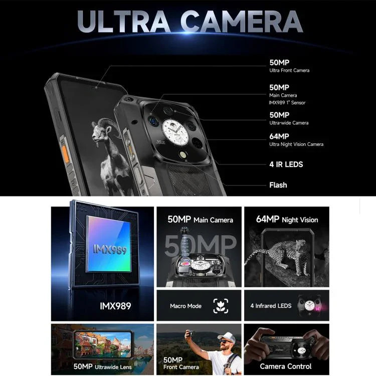 Điện thoại bền bỉ Ulefone Armor 28 Pro, 16GB+512GB, Tầm nhìn ban đêm, Pin 10600mAh, Màn hình 6.67 inch + 1.04 inch Android 15 MediaTek Dimensity 7300 Octa Core, Mạng: 5G, NFC