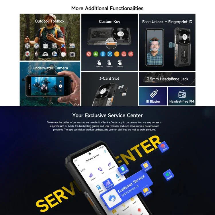Điện thoại bền bỉ Ulefone Armor 28 Pro, 16GB+512GB, Tầm nhìn ban đêm, Pin 10600mAh, Màn hình 6.67 inch + 1.04 inch Android 15 MediaTek Dimensity 7300 Octa Core, Mạng: 5G, NFC
