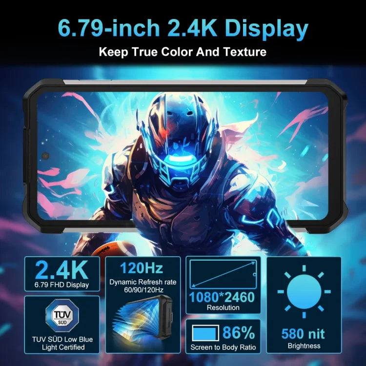 Điện thoại bền bỉ Unihertz 8849 Tank 2 Pro với máy chiếu tầm nhìn ban đêm, 12GB+256GB, 6.79 inch Android 14 MTK6789 Octa Core, Mạng: 4G