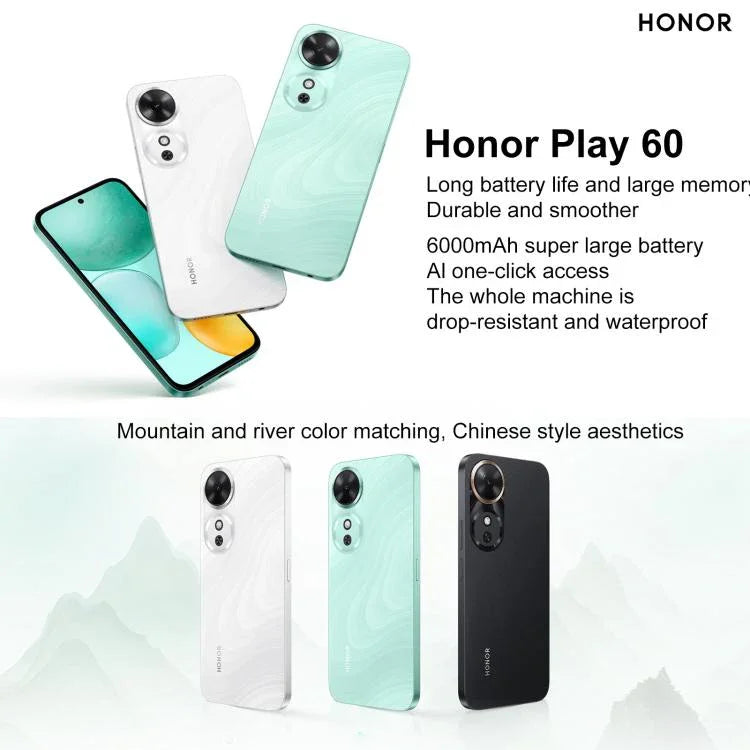 Honor Play 60, 6GB+128GB, Cảm biến vân tay bên cạnh, 6.61 inch MagicOS 9.0 Dimensity 6300 Octa Core, Mạng: 5G, OTG, Play 60, 6GB+128GB, 6GB+128GB
