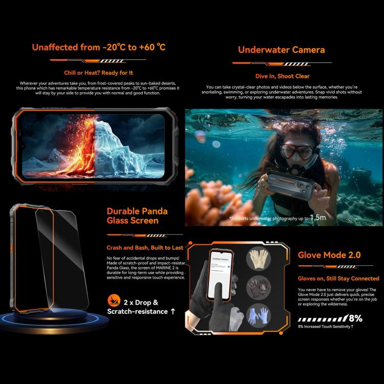 Blackview Oscal Marine 2, 4GB+64GB, 6.56 inch Android 15 Unisoc UMS9230E T615 Octa Core, Mạng: 4G, OTG, NFC, 4GB+64GB