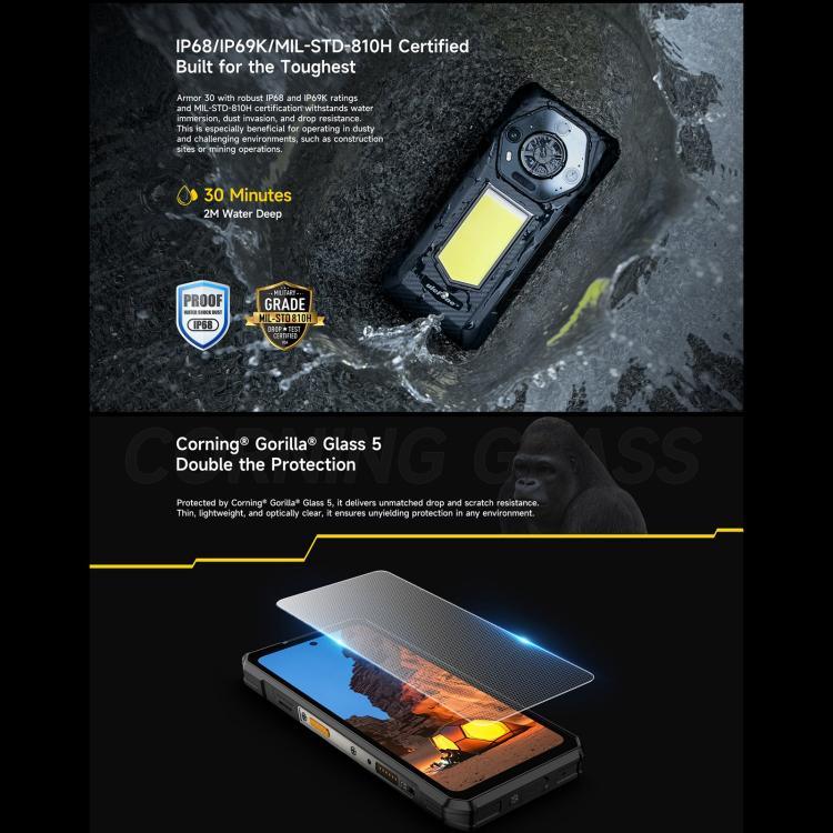Điện thoại bền Ulefone Armor 30, 12GB+512GB, Nhìn ban đêm, IP68/IP69K, 6.95 inch Android 15 MediaTek Helio G100 Octa Core, Mạng: 4G, NFC, OTG, Armor 30