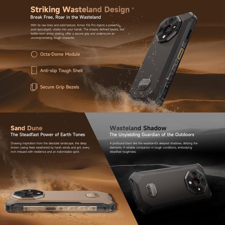 Điện thoại bền Ulefone Armor X16 Pro, 5GB+256GB, Nhìn ban đêm, IP68/IP69K, 6.56 inch Android 15 MediaTek Dimensity 6300 Octa Core, Mạng: 5G, NFC, OTG, Armor X16 Pro, 8GB+256GB