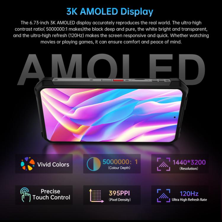 Điện thoại bền Unihertz Tank 4 Pro có máy chiếu, 16GB+512GB, Tầm nhìn ban đêm, Màn hình 6.73 inch Android 13 Dimensity 8300 Octa Core, Mạng: 5G, NFC, 16GB+512GB