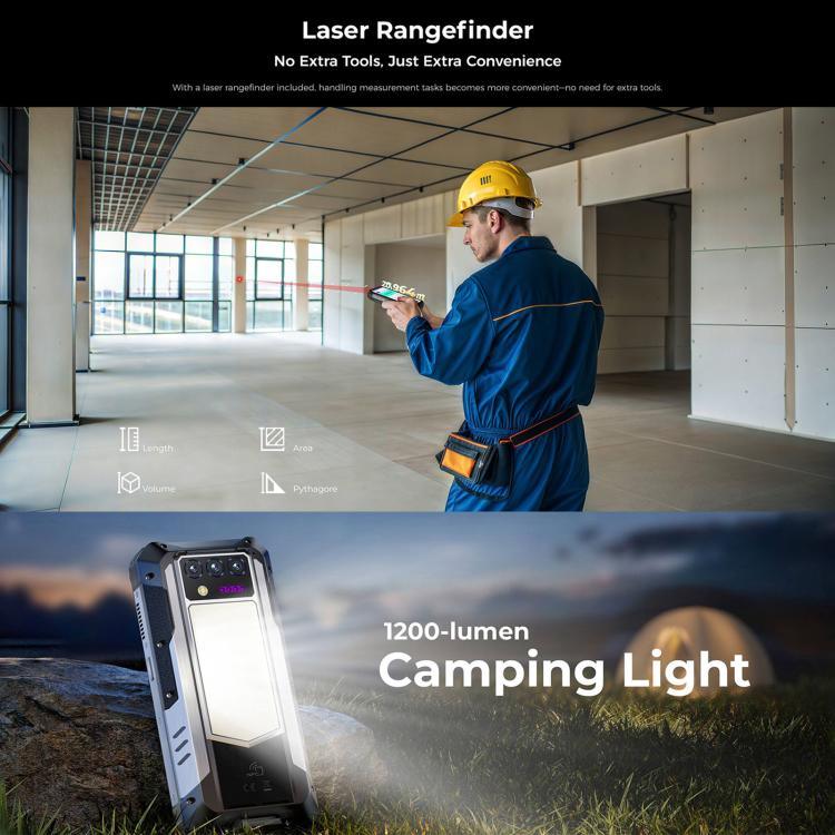 Điện thoại bền Oukitel WP100 Laser Rangefinder, 12GB+512GB, Camera 200MP, Nhận diện vân tay, 6.8 inch Android 14 MediaTek Dimensity 7300 Octa Core, NFC, OTG, Mạng: 5G, WP100