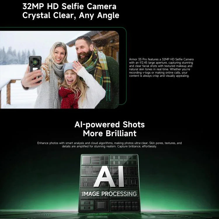 Điện thoại bền Ulefone Armor 33 Pro, 16GB+512GB, Nhìn ban đêm, 6.95 inch + 3.4 inch Màn hình kép Android 14 MediaTek Dimensity 7300X Octa Core, Mạng: 5G, OTG, NFC, Armor 33 Pro