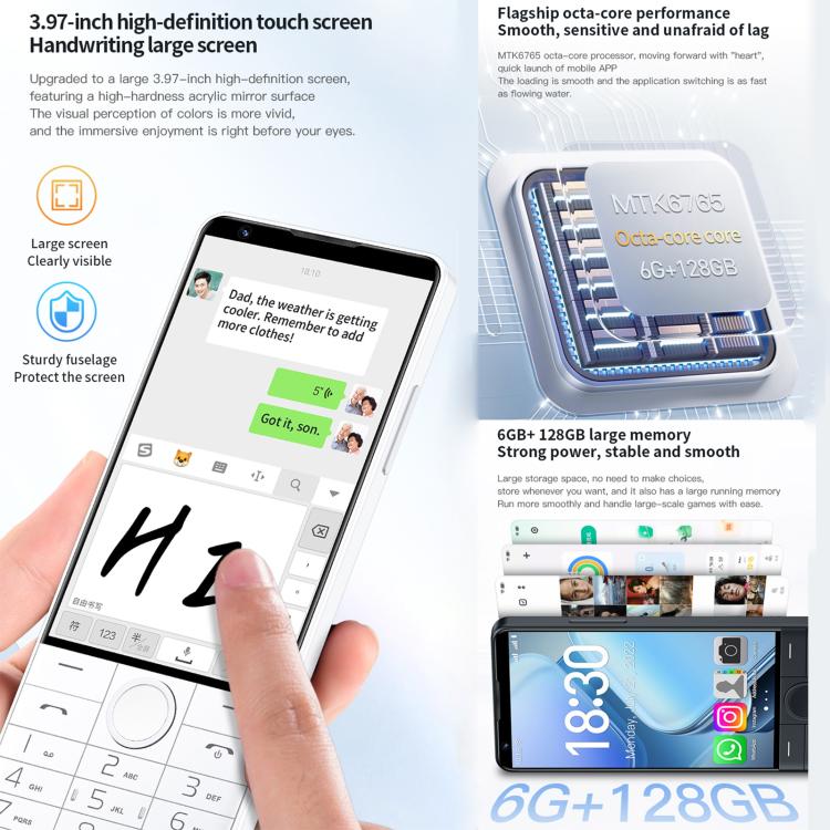 Điện thoại bàn phím DOOV R70, 6GB+128GB, 4 inch Android 13 Mediatek MT6762 Octa Core, Mạng: 4G, Hỗ trợ Google Store, Có camera, Có camera