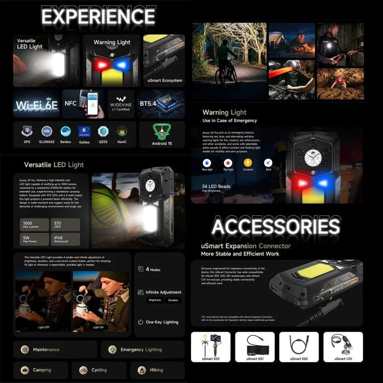 Ulefone Armor 29 Pro, Điện thoại bền bỉ, 16GB+512GB, Tầm nhìn ban đêm, 6.67 inch + 1.04 inch Android 15 MediaTek Dimensity 7400 Octa Core, Mạng: 5G, OTG, NFC, Armor 29 Pro