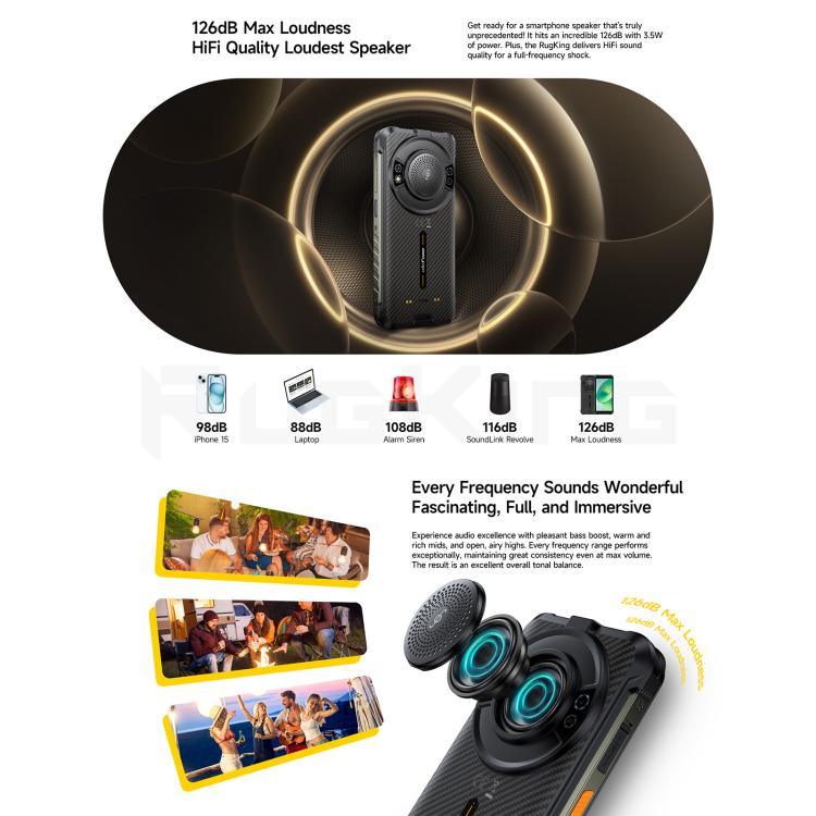 Ulefone RugKing, 8GB+256GB, Điện thoại bền bỉ IP68/IP69K, 5.99 inch Android 15 Unisoc T7255 Octa Core, Mạng: 4G, NFC, OTG, RugKing, 8GB+256GB