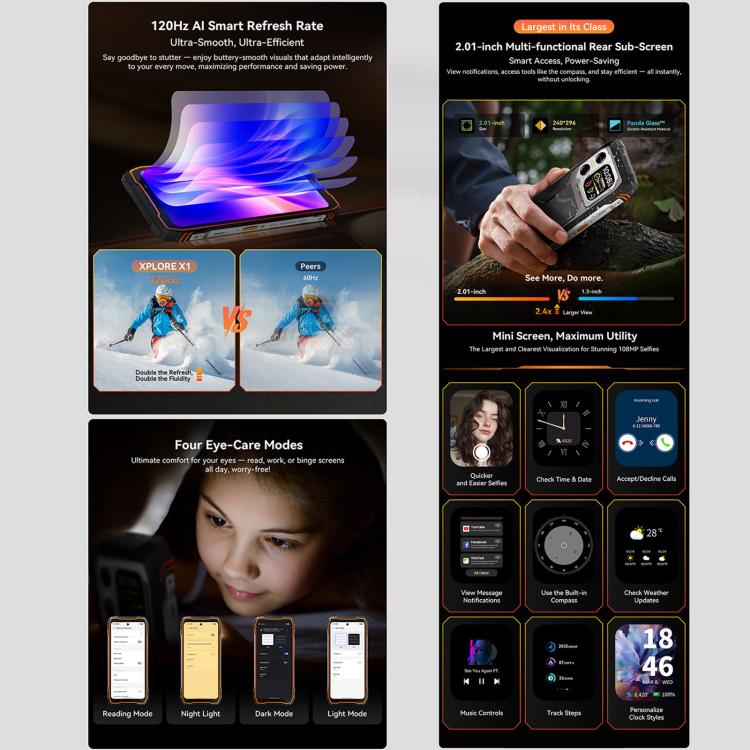 Blackview XPLORE X1, 12GB+256GB, 6.78 inch Android 15 Dimensity 7050 MT8791V/HZA Octa Core, Mạng: 5G, OTG, NFC, XPLORE X1 12GB+256GB