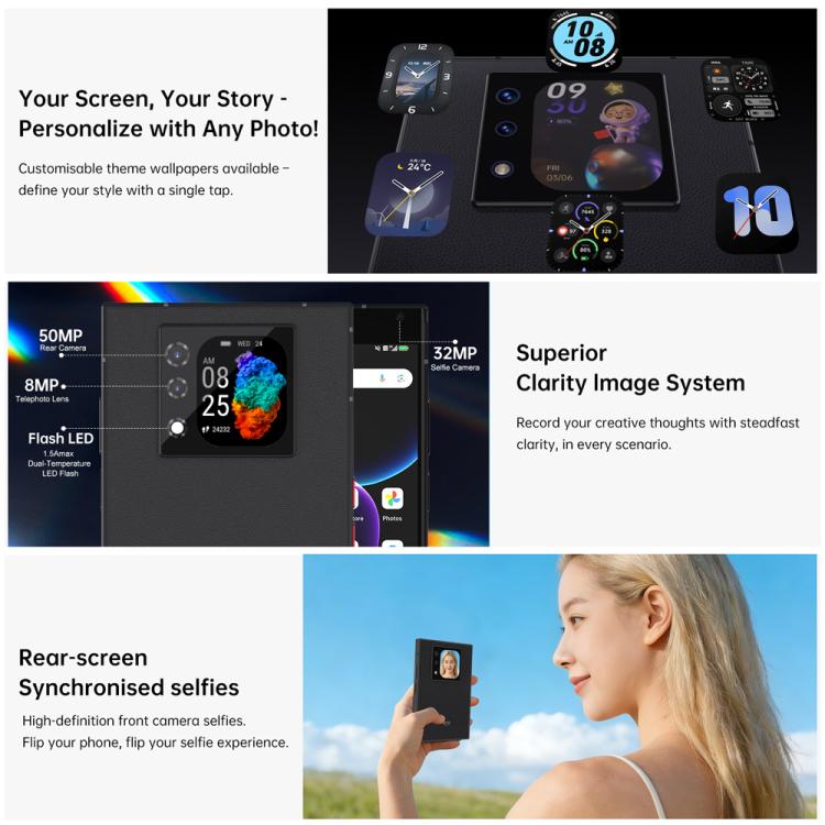 Điện thoại bàn phím vật lý Unihertz Titan 2 QWERTY, 12GB+512GB, Cảm biến vân tay, 4.5 inch + 2 inch Android 15 Dimensity 7300 5G Octa-Core, Mạng: 5G, NFC, OTG