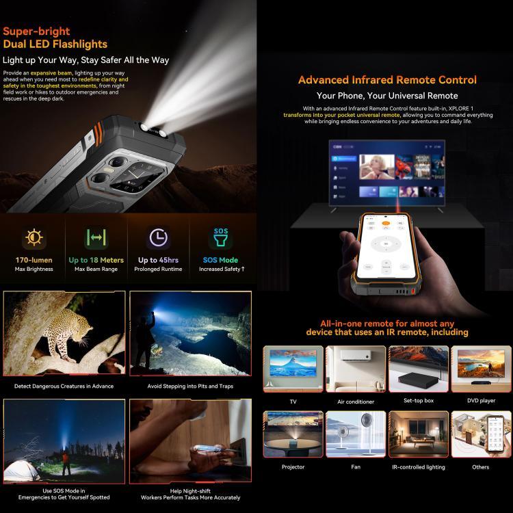 Blackview XPLORE 1, 12GB+256GB, màn hình 6.78 inch Android 15 Dimensity 7050 MT8791V/HZA Octa Core, Mạng: 5G, OTG, NFC, XPLORE 1 12GB+256GB