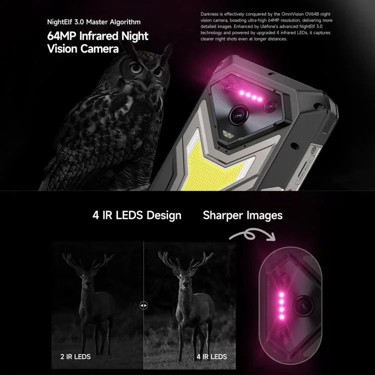 Ulefone Armor 34+, 16GB+512GB, Tầm nhìn ban đêm, điện thoại bền bỉ IP68/IP69K, màn hình 6.95 inch Android 15 MediaTek Dimensity 7400X Octa Core, Mạng: 5G, NFC, OTG, Armor 34+