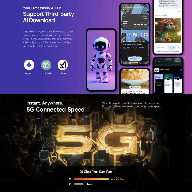 Ulefone Armor 34+, 16GB+512GB, Tầm nhìn ban đêm, điện thoại bền bỉ IP68/IP69K, màn hình 6.95 inch Android 15 MediaTek Dimensity 7400X Octa Core, Mạng: 5G, NFC, OTG, Armor 34+