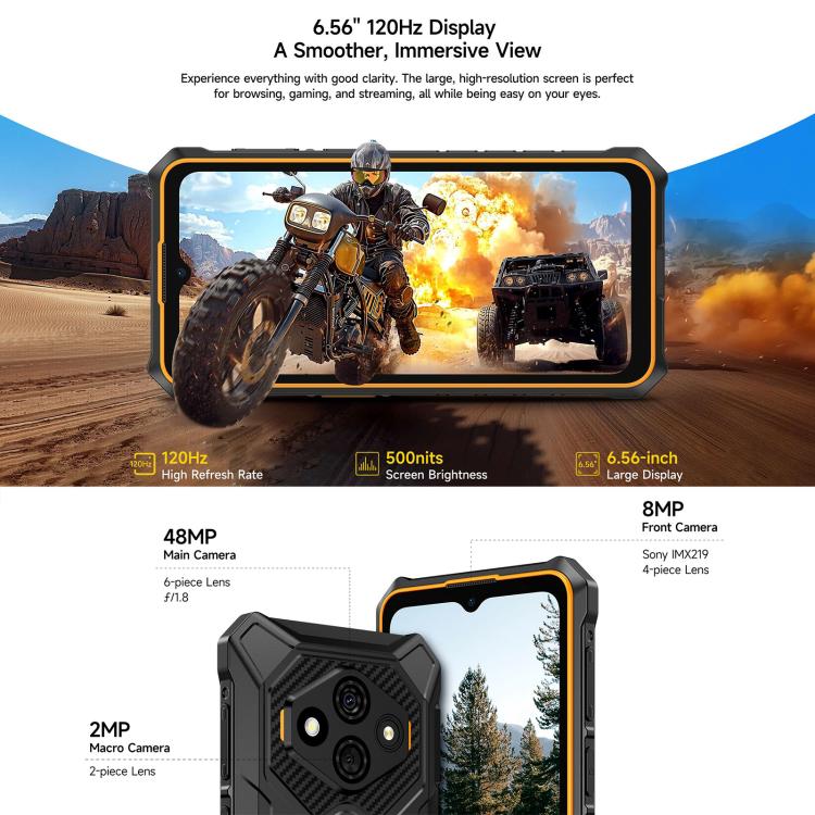 Ulefone RugKing 3 Pro, 8GB+128GB, Điện thoại bền IP68/IP69K, 6.56 inch Android 15 Unisoc T7250 Octa Core, Mạng: 4G, NFC, OTG, RugKing 3 Pro, RugKing 3 Pro, 8GB+128GB