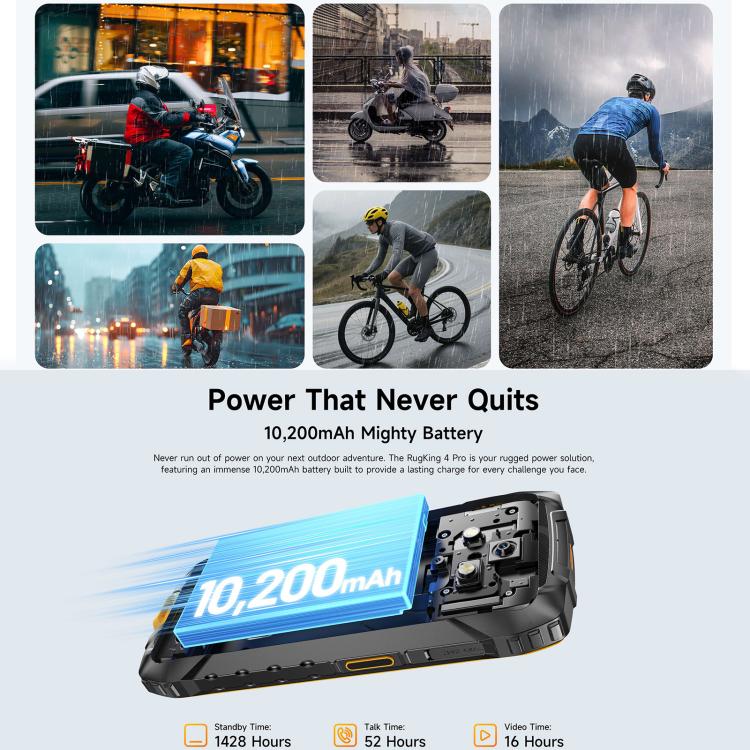 Ulefone RugKing 4 Pro, 8GB+256GB, Điện thoại bền IP68/IP69K, 6.56 inch Android 15 Unisoc T7250 Octa Core, Mạng: 4G, NFC, OTG, RugKing 4 Pro, RugKing 4 Pro, 8GB+256GB