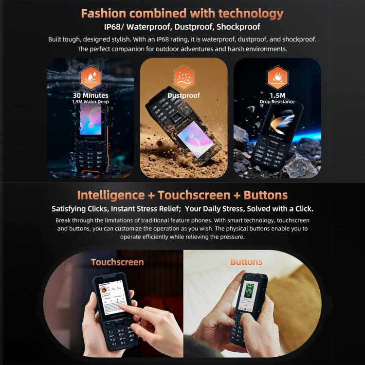 Điện thoại bền HAMTOD H6, 3GB+32GB, 2.83 inch Android 11 UNISOC SC9832E Quad-core, Mạng: 4G, VoLTE, SOS