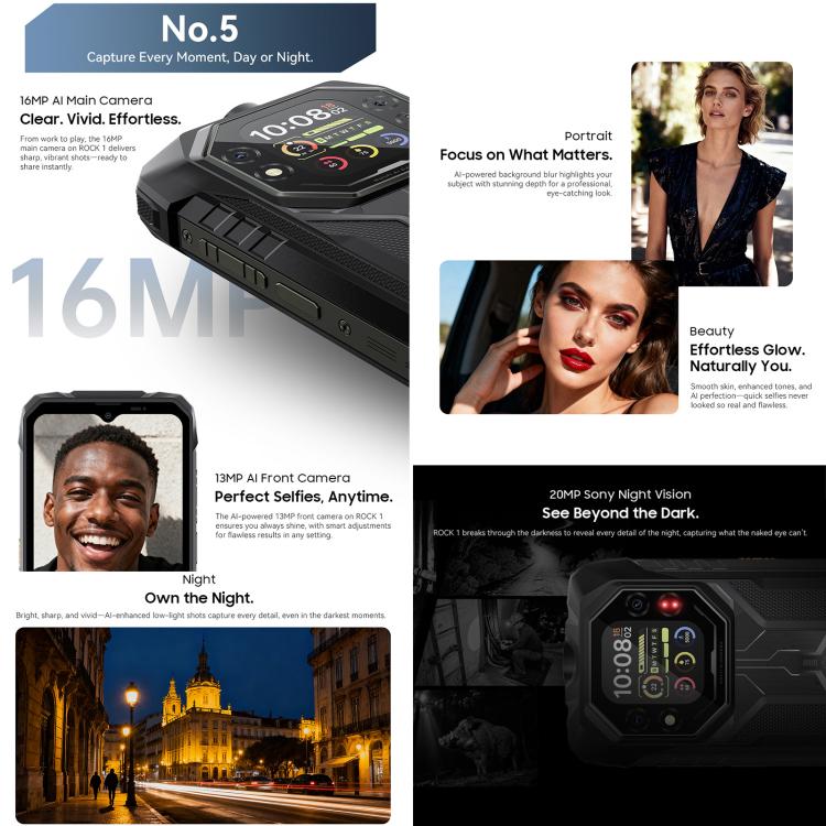 Điện thoại bền Blackview ROCK 1, 8GB+256GB, 6.56 inch Android 16 MT6769V/CB Helio G81 Octa Core, Mạng: 4G, OTG, NFC, ROCK 1 8GB+256GB