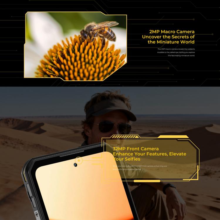 Oukitel WP60 Rugged Phone, 16GB+512GB, Night Vision, 108MP Camera, Side Fingerprint, 7.2 inch Android 15 MediaTek Dimensity 7025 Octa Core, NFC, OTG, Network: 5G, 16GB+512GB