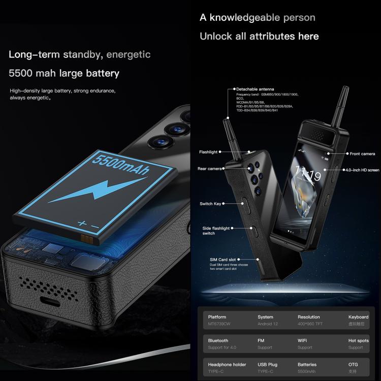 SOYES W88 Pro, 4GB+64GB, Pin 4600mAh, 4.0 inch Android 12 MTK6739CW Quad Core, Mạng: 4G, OTG, Dual SIM, W88 Pro, 4GB+64GB
