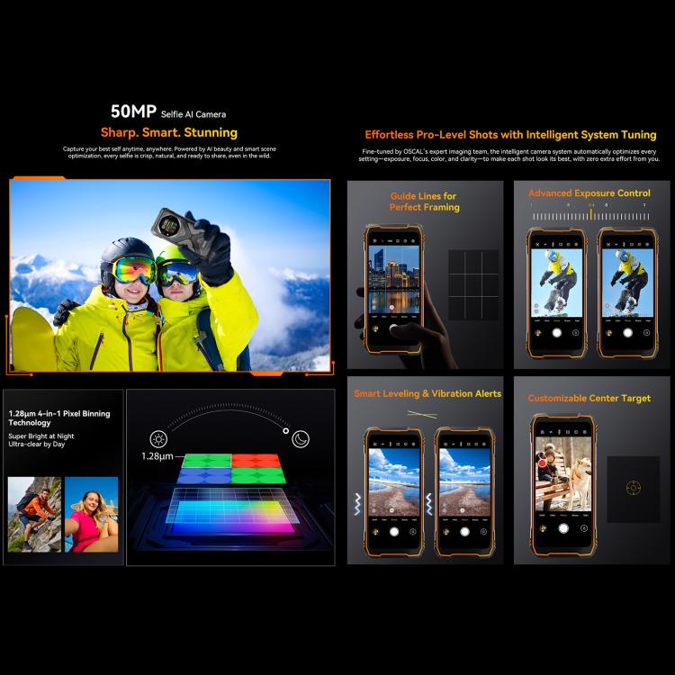 Blackview Oscal TANK 1, 12GB+256GB, 6.78 inch Android 15 DokeOS 4.2 Mediatek Dimensity 7050 Octa Core, Mạng: 5G, OTG, NFC, 12GB+256GB