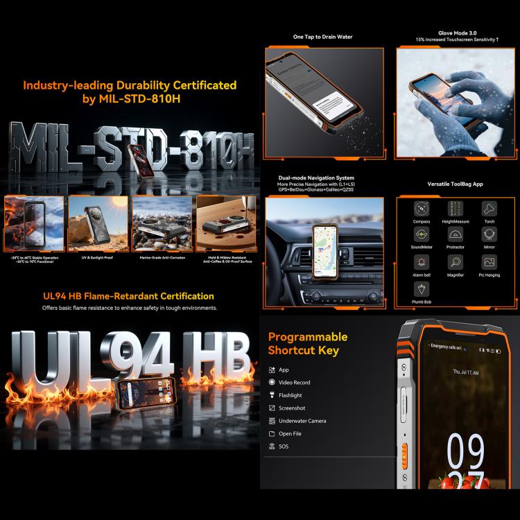 Blackview Oscal TANK 1, 12GB+256GB, 6.78 inch Android 15 DokeOS 4.2 Mediatek Dimensity 7050 Octa Core, Mạng: 5G, OTG, NFC, 12GB+256GB
