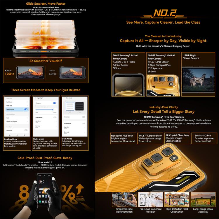Blackview Oscal FORT 5, 12GB+256GB, 6.78 inch Android 16 Mediatek MT8781 Helio G100 Octa Core, Mạng: 4G, OTG, NFC