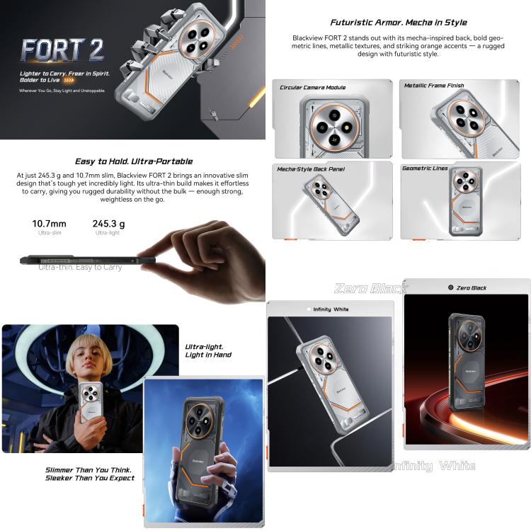 Điện thoại bền Blackview FORT 2, 8GB+128GB, 6.56 inch Android 15 MediaTek MT6769V/CB Helio G81 Octa Core, Mạng: 4G, OTG, NFC, 8GB+128GB