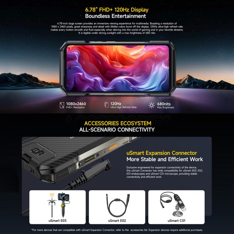 Điện thoại bền bỉ Ulefone Armor 27T+, 12GB+256GB, Camera nhiệt, Tầm nhìn ban đêm, 10600mAh, 6.78 inch Android 14 MediaTek Helio G99 Octa Core, Mạng: 4G, NFC, OTG, Armor 27T+