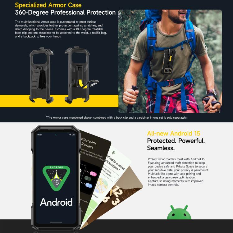 Điện thoại bền bỉ Ulefone Armor 27T+, 12GB+256GB, Camera nhiệt, Tầm nhìn ban đêm, 10600mAh, 6.78 inch Android 14 MediaTek Helio G99 Octa Core, Mạng: 4G, NFC, OTG, Armor 27T+