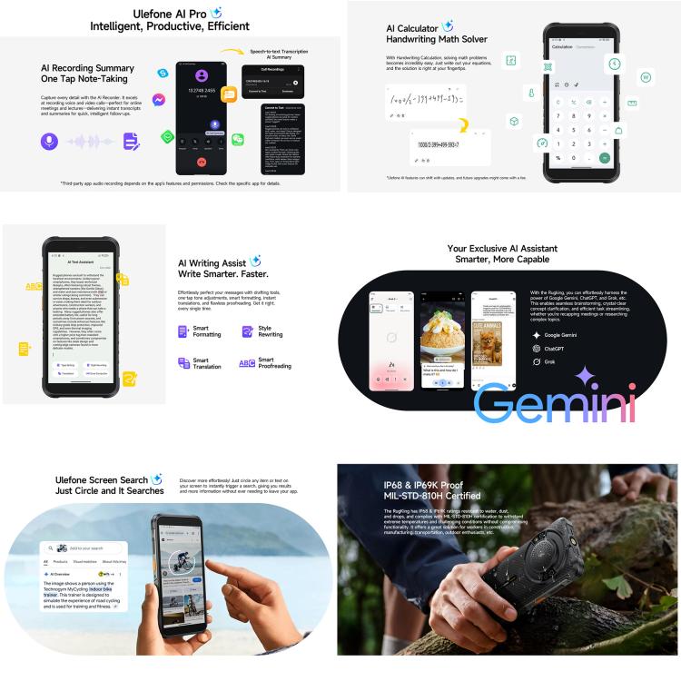 Điện thoại bền Ulefone RugKing, 8GB+128GB, IP68/IP69K, 5.99 inch Android 15 Unisoc T7255 Octa Core, Mạng: 4G, NFC, OTG