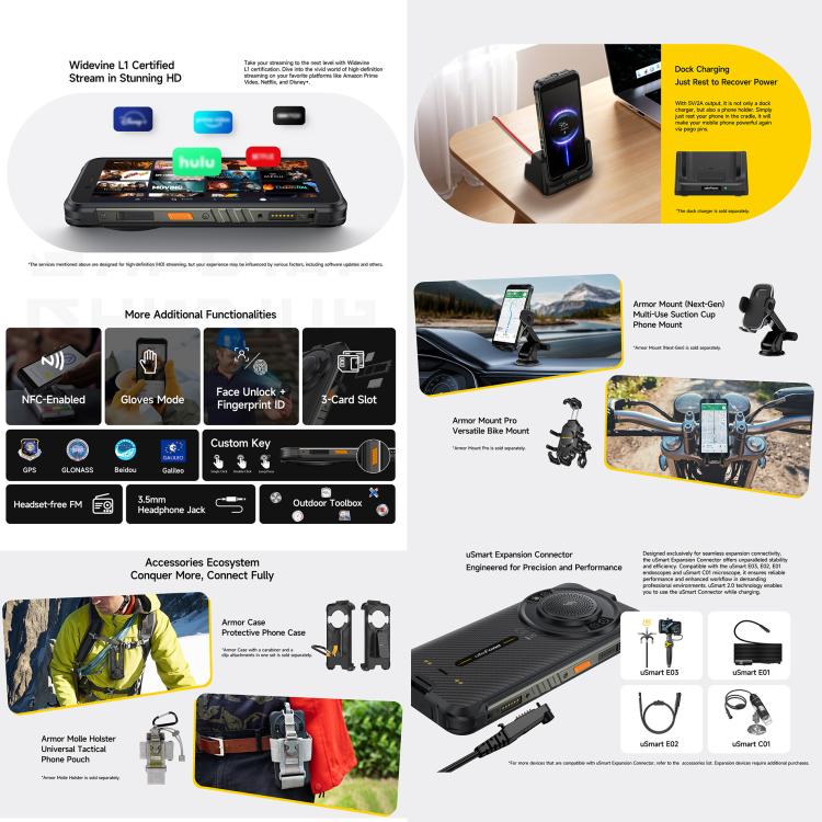 Điện thoại bền Ulefone RugKing, 8GB+128GB, IP68/IP69K, 5.99 inch Android 15 Unisoc T7255 Octa Core, Mạng: 4G, NFC, OTG