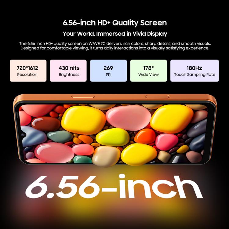 Blackview WAVE 7C, 4GB+64GB, 6.56 inch Android 16 Unisoc UMS312 Tiger T310 Quad Core, Mạng: 4G, OTG, 4GB+64GB