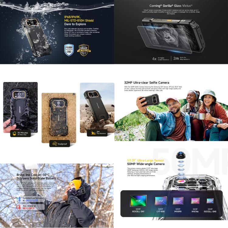 Ulefone Armor 27T Pro+ Rugged Phone, FLIR 3.5 Thermal Imaging, 12GB+256GB, Night Vision, 10600mAh, 6.78 inch Android 15 MediaTek Dimensity 6300 Octa Core, Network: 5G, NFC, Armor 27T Pro+