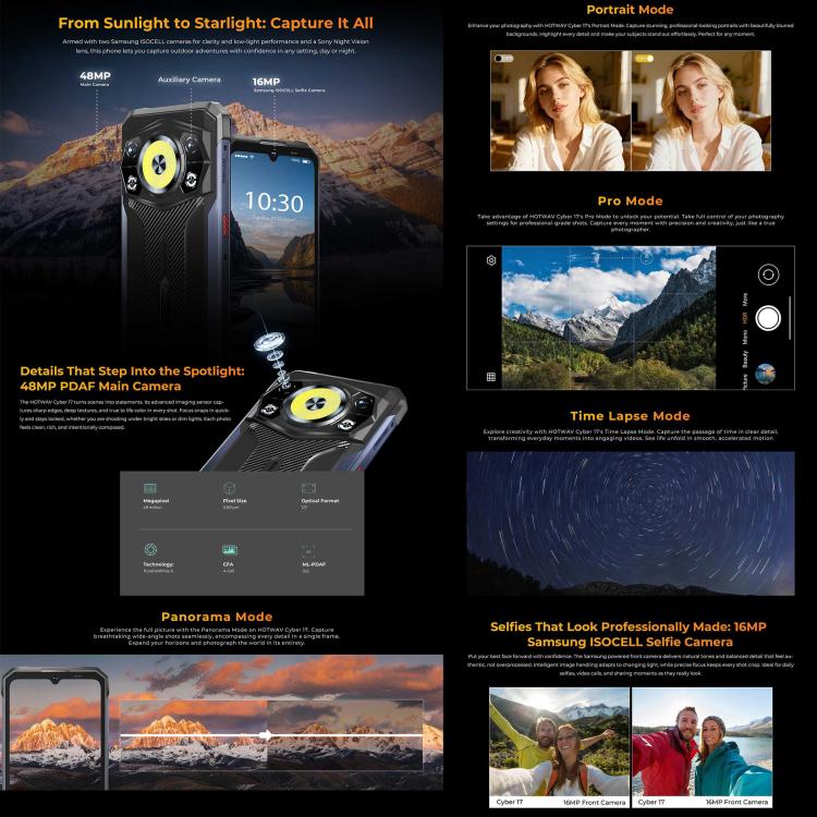 HOTWAV Cyber 17 Rugged Phone, 6GB+128GB, 6.75 inch Android 16 Unisoc T7250 UMS9230E Octa Core, Network: 4G, NFC, OTG, Cyber 17