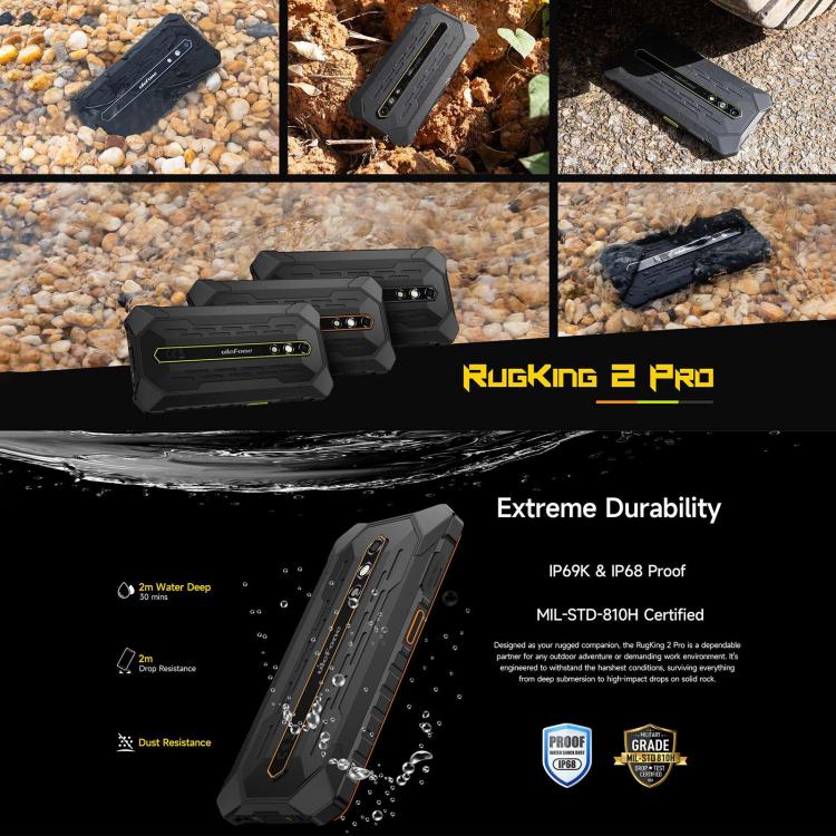 Ulefone RugKing 2 Pro, 4GB+64GB, IP68/IP69K Rugged Phone, 5.45 inch Android 16 Unisoc T7250 Octa Core, Network: 4G, NFC, OTG, RugKing 2 Pro, 4GB+64GB