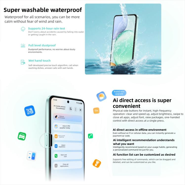 Honor Play10T, 8GB+256GB, Cảm biến vân tay bên cạnh, 6.8 inch Android 15 Magic OS 9.0 Snapdragon 6s Gen 3 Octa Core, Mạng: 5G, 8GB+256GB